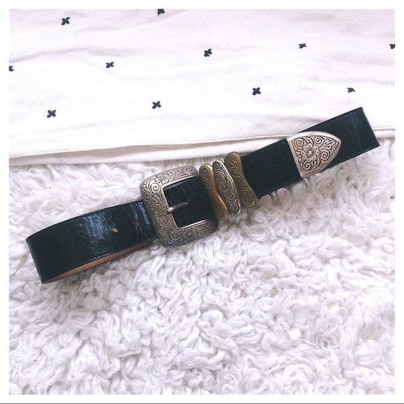 Free People Accessories - Streets Ahead Floral Concho Buckle Leather Belt